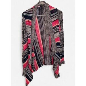 Love on a Hanger Striped Open Front Draped Cardigan Sweater Size XS